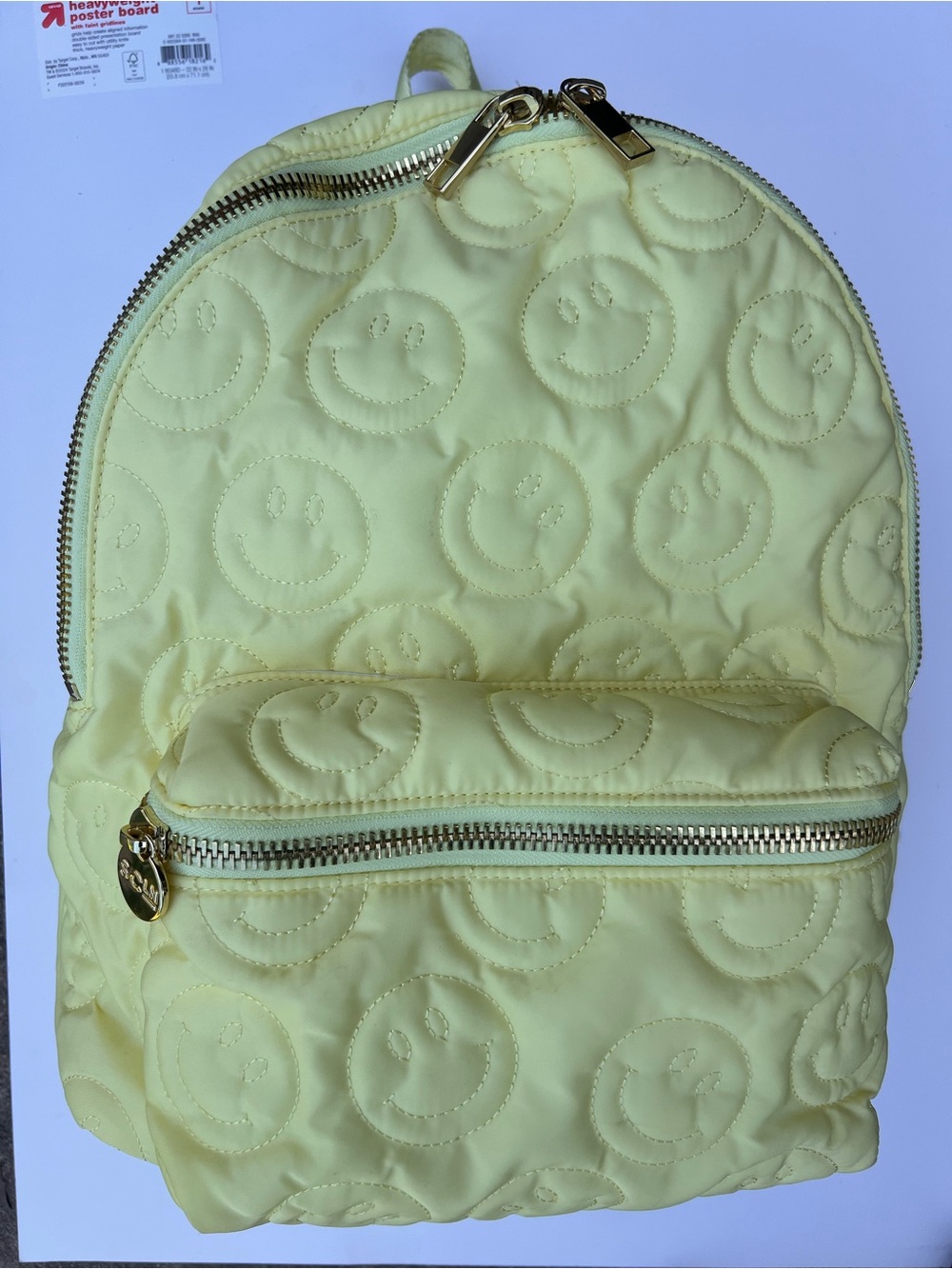 STONEY CLOVER LANE QUILTED SMILEY FACE BACKPACK